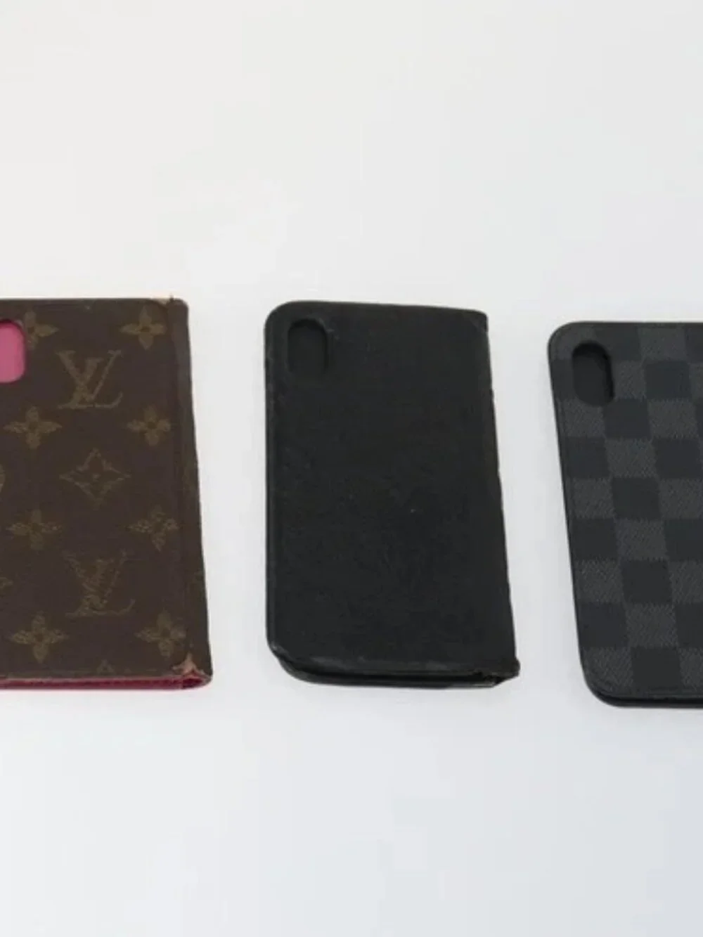 LOUIS VUITTON Monogram iPhone Case Leather 10 Set Beige LV Auth bs32346
